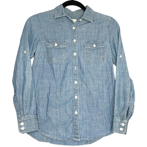 J Crew The Perfect Shirt Womens Extra Small Chambray Button Down Long Sleeve - Picture 1 of 5